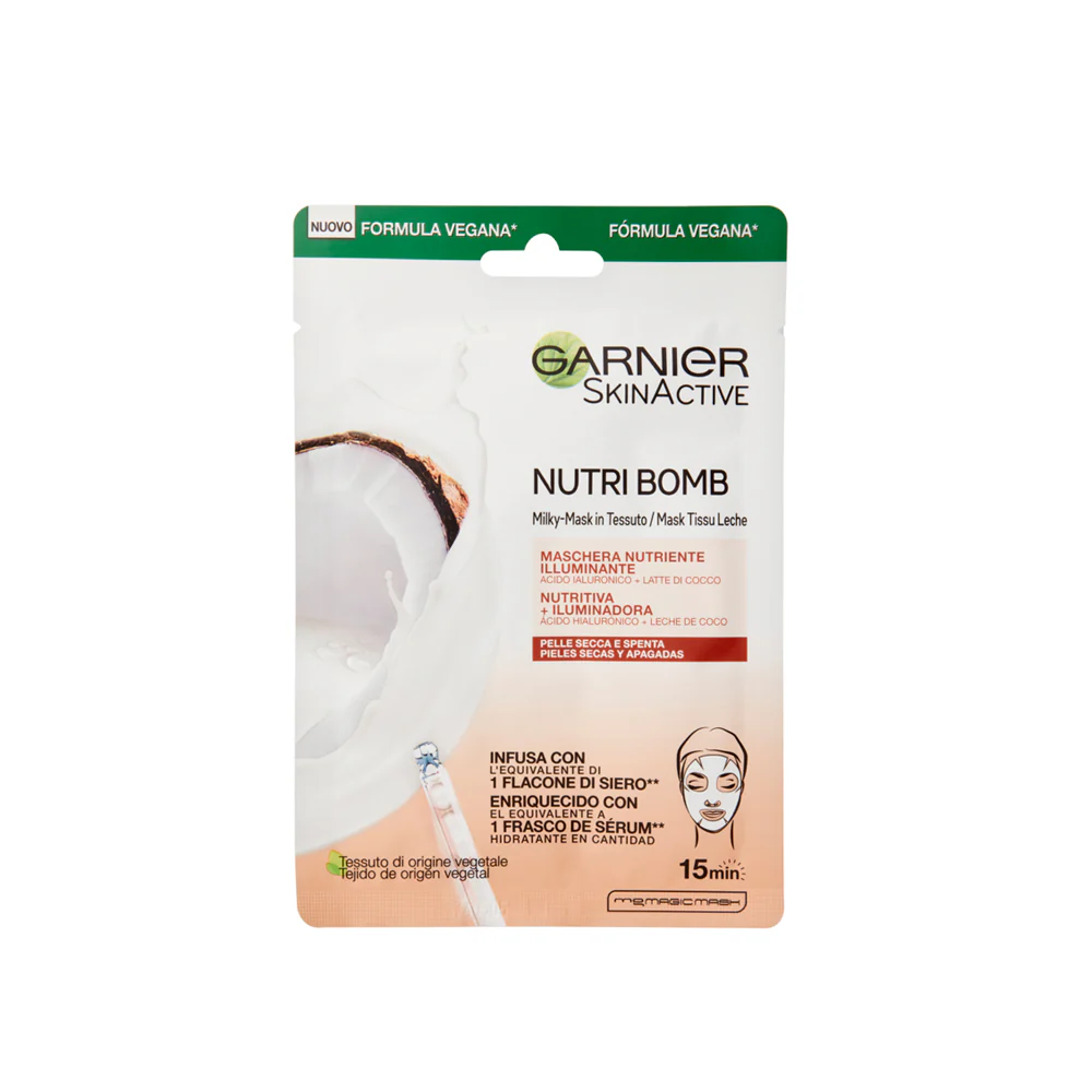 Garnier Nutri Bomb Latte di Cocco Maschera in Tessuto per Pelli Secche